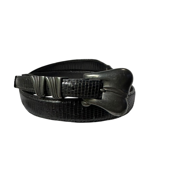 Genuine Vintage LITO-MOTI Black Genuine Lizard Sterling Belt Size M 36 Unisex main image 6